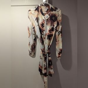 Floral Long-Sleeve Dress with Tie Waist